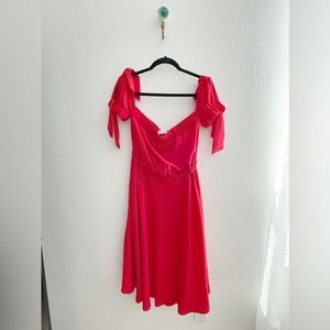 Nordstrom Rack Red Off Shoulder Dress with Tie Sleeves